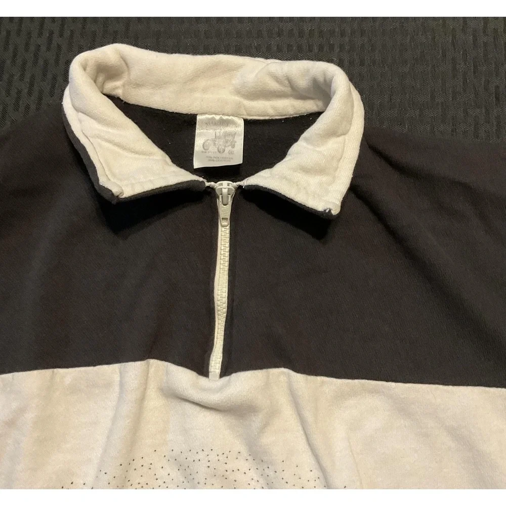 Vintage San Francisco Sweatshirt Mens Large White Black Quarter Zip Made USA 90s